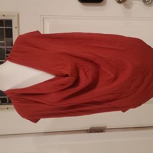 Helmut Lang sz L red t-shirt draped v neck